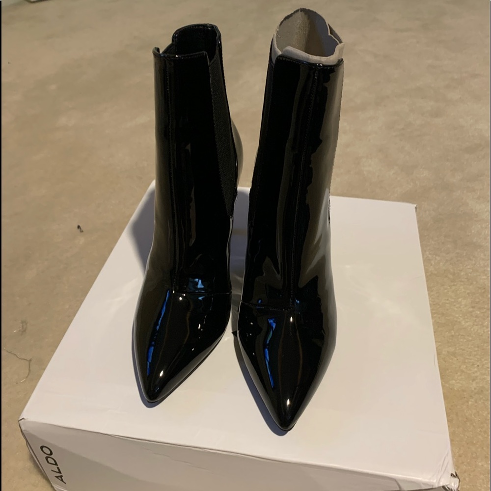 Aldo Patent Leather Ankle Booties